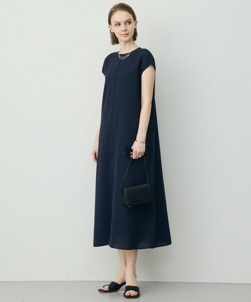 L size ONWARD(大きいサイズ) / エルサイズオンワード ロング・マキシ丈ワンピース | ドライアセテートスラブ フレンチスリーブワンピース | 詳細3