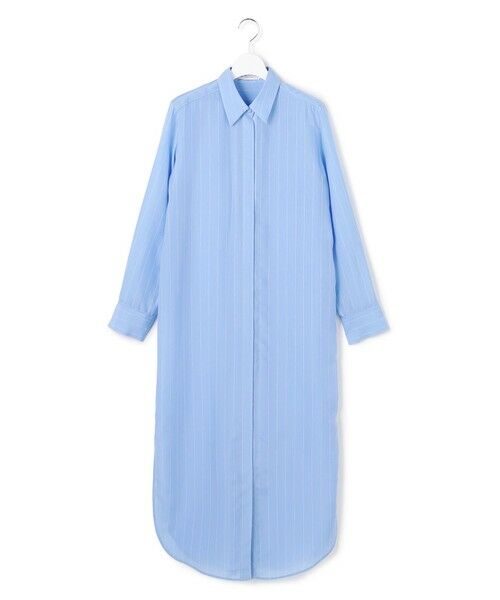L size ONWARD(大きいサイズ) / エルサイズオンワード ミニ丈・ひざ丈ワンピース | 【WEB＆一部店舗限定】PreshrunkCupraStripe シャツワンピース（サックスストライプ）