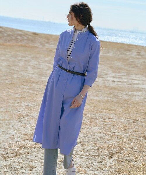 L size ONWARD(大きいサイズ) / エルサイズオンワード ロング・マキシ丈ワンピース | 【WEB限定】SOFT TC ストレッチ シャツ ワンピース | 詳細1