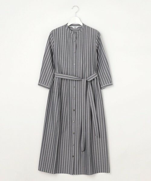 L size ONWARD(大きいサイズ) / エルサイズオンワード ロング・マキシ丈ワンピース | TC ハイカウントストライプ シャツ ワンピース | 詳細3
