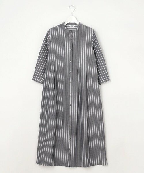 L size ONWARD(大きいサイズ) / エルサイズオンワード ロング・マキシ丈ワンピース | TC ハイカウントストライプ シャツ ワンピース | 詳細11