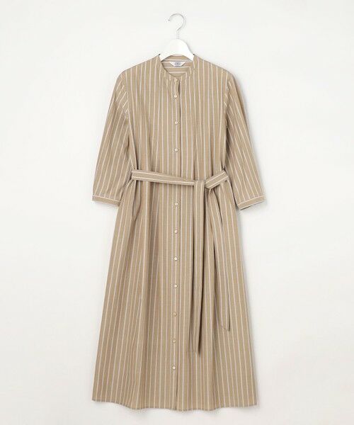 L size ONWARD(大きいサイズ) / エルサイズオンワード ロング・マキシ丈ワンピース | TC ハイカウントストライプ シャツ ワンピース | 詳細17