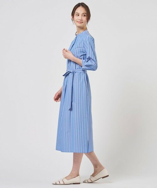 L size ONWARD(大きいサイズ) / エルサイズオンワード ロング・マキシ丈ワンピース | TC ハイカウントストライプ シャツ ワンピース | 詳細20