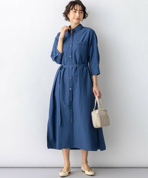 L size ONWARD(大きいサイズ) / エルサイズオンワード ミニ丈・ひざ丈ワンピース | ナイロンコットンタフタ シャツワンピース | 詳細18