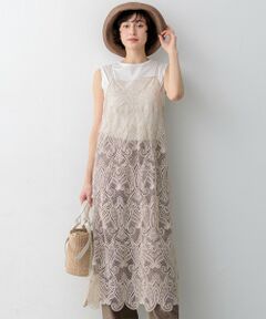 L size ONWARD(大きいサイズ) / エルサイズオンワード ロング・マキシ丈ワンピース | ペイズリーレース キャミソールワンピース