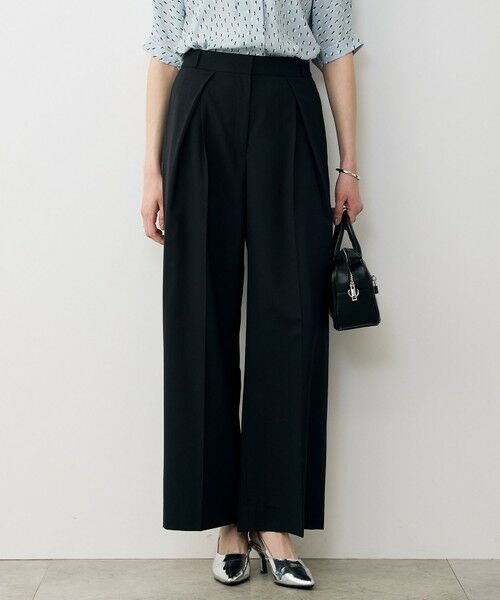 L size ONWARD(大きいサイズ) / エルサイズオンワード その他パンツ | ドライクールトロ クロスタックワイドパンツ(ブラック)