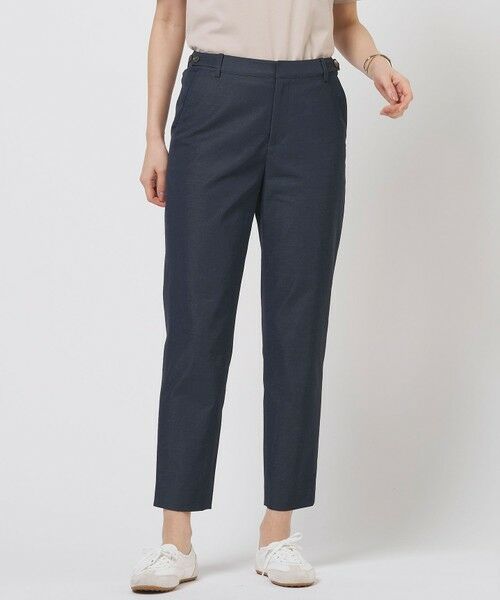L size ONWARD(大きいサイズ) / エルサイズオンワード その他パンツ | 麻シェルドライ テーパード パンツ（ネイビーシャンブレー系）