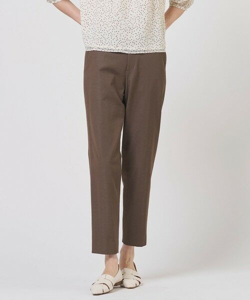 L size ONWARD(大きいサイズ) / エルサイズオンワード その他パンツ | 麻シェルドライ テーパード パンツ（ダークブラウンシャンブレー系）