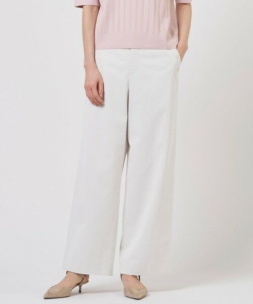 L size ONWARD(大きいサイズ) / エルサイズオンワード その他パンツ | 麻シェルドライ ワイド ストレート パンツ（ナチュラル系）