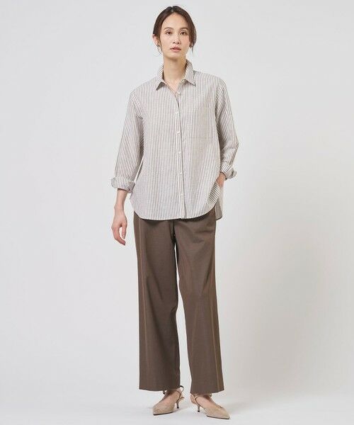 L size ONWARD(大きいサイズ) / エルサイズオンワード その他パンツ | 麻シェルドライ ワイド ストレート パンツ | 詳細13