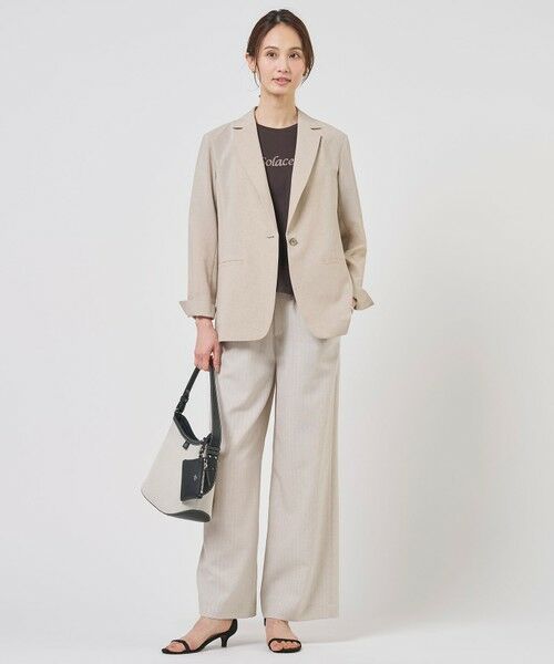 L size ONWARD(大きいサイズ) / エルサイズオンワード その他パンツ | ペンシル SLUB STRIPE ワイド イージー パンツ | 詳細5