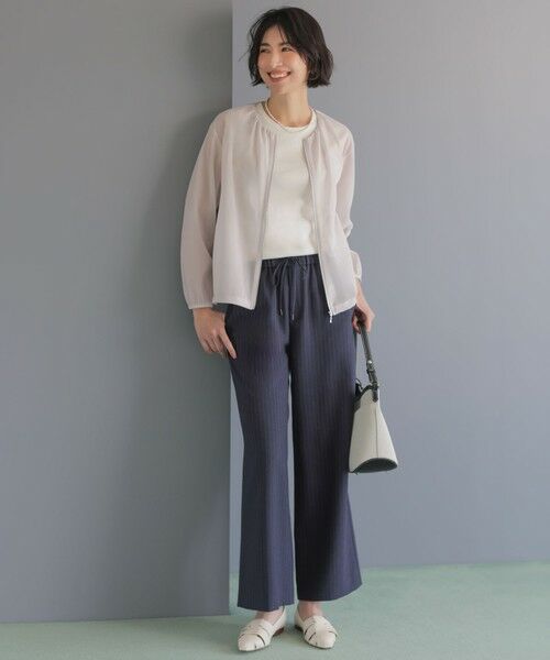 L size ONWARD(大きいサイズ) / エルサイズオンワード その他パンツ | ペンシル SLUB STRIPE ワイド イージー パンツ | 詳細9