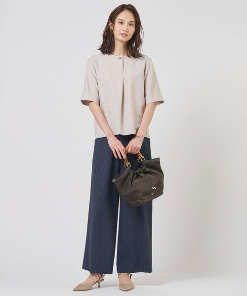 L size ONWARD(大きいサイズ) / エルサイズオンワード その他パンツ | ペンシル SLUB STRIPE ワイド イージー パンツ | 詳細5