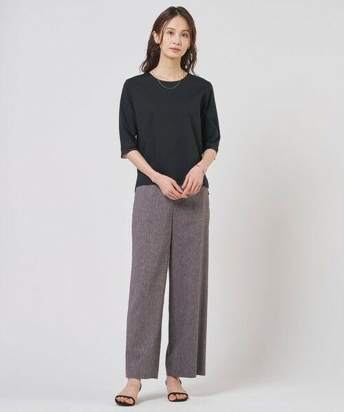 L size ONWARD(大きいサイズ) / エルサイズオンワード その他パンツ | リネンバイオシャンブレー ワイド パンツ | 詳細1