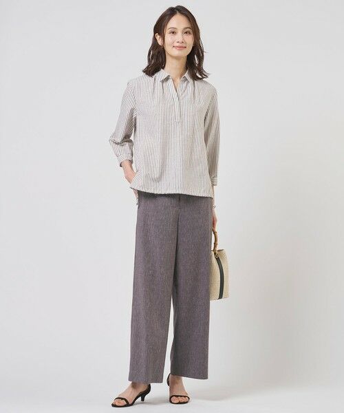 L size ONWARD(大きいサイズ) / エルサイズオンワード その他パンツ | リネンバイオシャンブレー ワイド パンツ | 詳細3