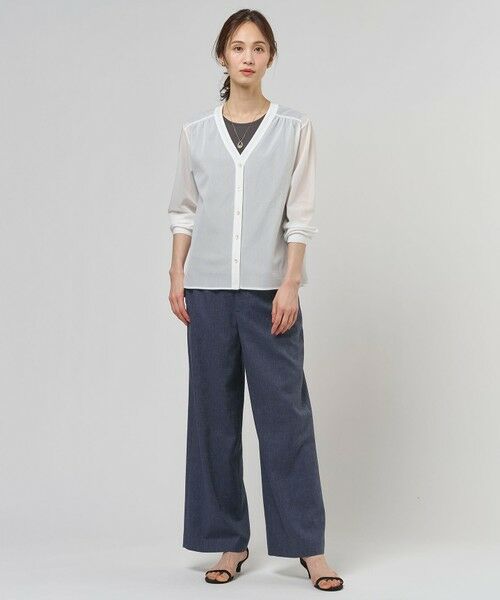 L size ONWARD(大きいサイズ) / エルサイズオンワード その他パンツ | 【セット着用可】リネンバイオシャンブレー ワイド パンツ | 詳細10