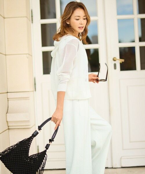 L size ONWARD(大きいサイズ) / エルサイズオンワード その他パンツ | 【SHIHOさん着用・セットアップ対応】リネンストレッチワイド パンツ | 詳細1