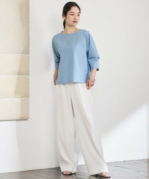 L size ONWARD(大きいサイズ) / エルサイズオンワード その他パンツ | 【SHIHOさん着用・セットアップ対応】リネンストレッチワイド パンツ | 詳細8