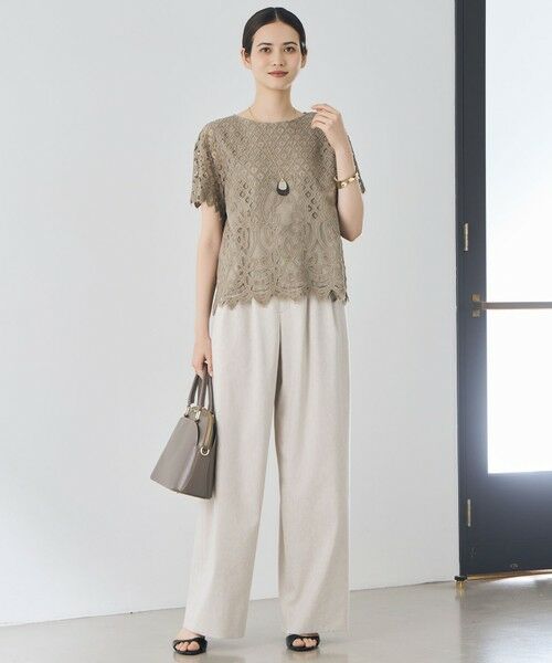 L size ONWARD(大きいサイズ) / エルサイズオンワード その他パンツ | 【SHIHOさん着用・セットアップ対応】リネンストレッチワイド パンツ | 詳細11