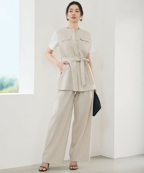 L size ONWARD(大きいサイズ) / エルサイズオンワード その他パンツ | 【SHIHOさん着用・セットアップ対応】リネンストレッチワイド パンツ | 詳細13