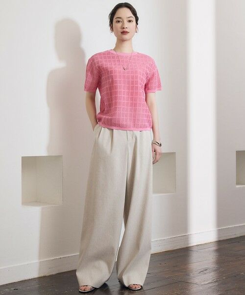 L size ONWARD(大きいサイズ) / エルサイズオンワード その他パンツ | 【SHIHOさん着用・セットアップ対応】リネンストレッチワイド パンツ | 詳細14