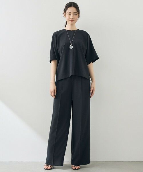 L size ONWARD(大きいサイズ) / エルサイズオンワード その他パンツ | 【17号サイズまで展開・カタログ掲載・セットアップ対応・セレモニー・ハレの日・通勤】テクスチャードスーツストレートワイド パンツ | 詳細11