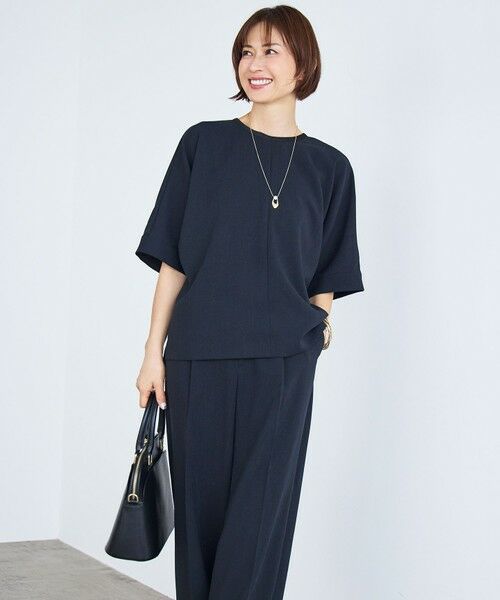 L size ONWARD(大きいサイズ) / エルサイズオンワード その他パンツ | 【17号サイズまで展開・カタログ掲載・セットアップ対応・セレモニー・ハレの日・通勤】テクスチャードスーツストレートワイド パンツ | 詳細11