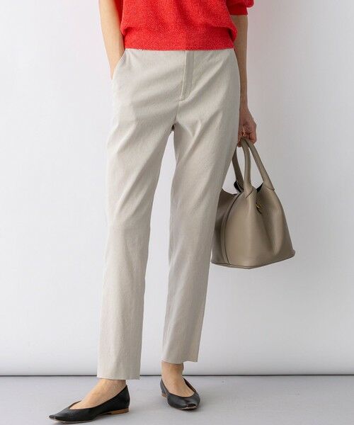 L size ONWARD(大きいサイズ) / エルサイズオンワード その他パンツ | 【CanCam掲載】リネンレーヨンストレッチ テーパード パンツ（ベージュ系）