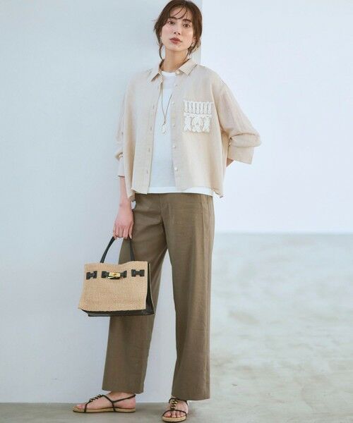 L size ONWARD(大きいサイズ) / エルサイズオンワード その他パンツ | 【CanCam・CLASSY.掲載】リネンレーヨンストレッチ ワイドパンツ | 詳細13
