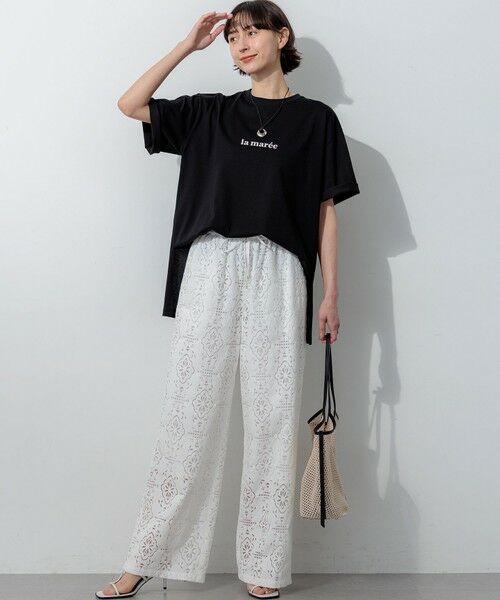 L size ONWARD(大きいサイズ) / エルサイズオンワード その他パンツ | 【見上愛さん着用】ラッセルオーナメントレース ワイド パンツ | 詳細5