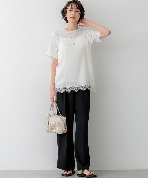 L size ONWARD(大きいサイズ) / エルサイズオンワード その他パンツ | 【WEB&一部店舗限定】ストレッチジョーゼット ワイドパンツ | 詳細1