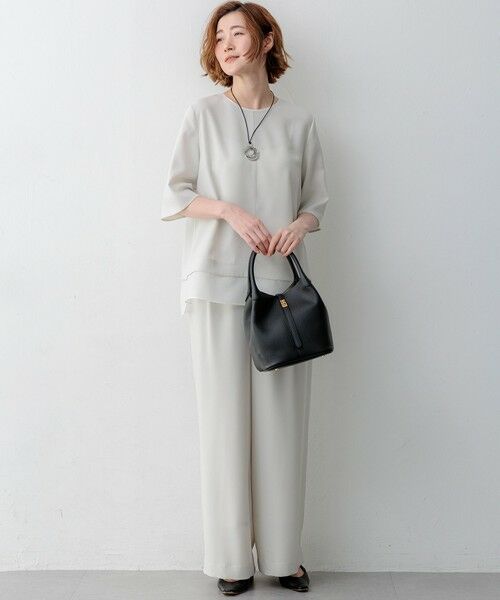 L size ONWARD(大きいサイズ) / エルサイズオンワード その他パンツ | 【WEB&一部店舗限定】ストレッチジョーゼット ワイドパンツ | 詳細9