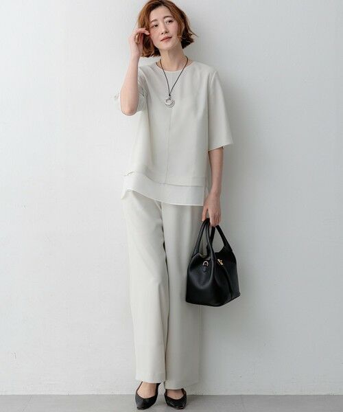 L size ONWARD(大きいサイズ) / エルサイズオンワード その他パンツ | 【WEB&一部店舗限定】ストレッチジョーゼット ワイドパンツ | 詳細10