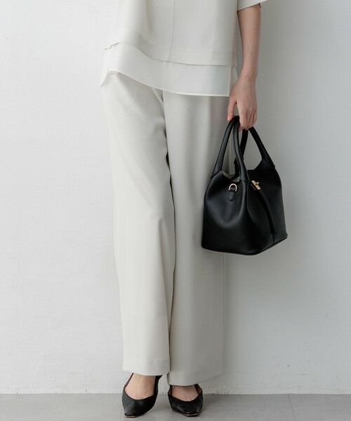 L size ONWARD(大きいサイズ) / エルサイズオンワード その他パンツ | 【WEB&一部店舗限定】ストレッチジョーゼット ワイドパンツ（ベージュ系）