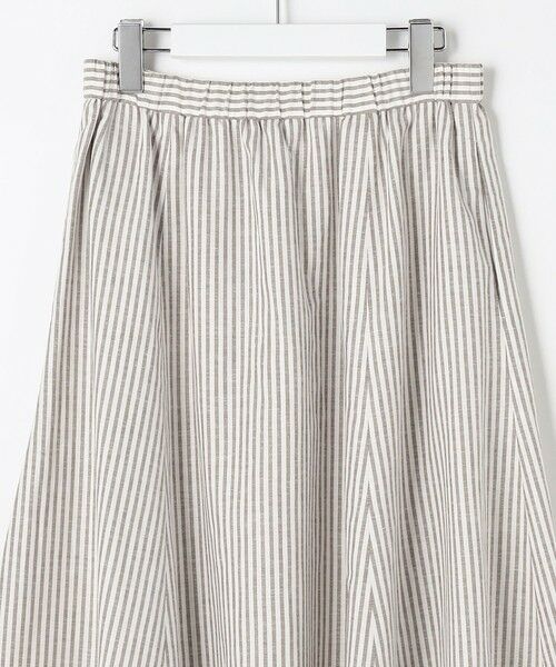 L size ONWARD(大きいサイズ) / エルサイズオンワード ミニ・ひざ丈スカート | 【セット着用可】リネンMIX ストライプ フレア スカート | 詳細8