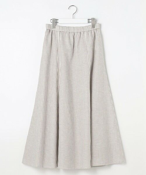 L size ONWARD(大きいサイズ) / エルサイズオンワード ミニ・ひざ丈スカート | リネンMIX ストライプ フレア スカート | 詳細4