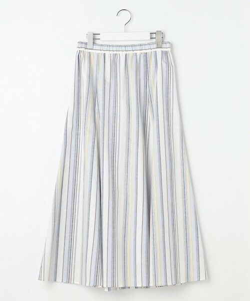 L size ONWARD(大きいサイズ) / エルサイズオンワード ミニ・ひざ丈スカート | リネンMIX ストライプ フレア スカート | 詳細13