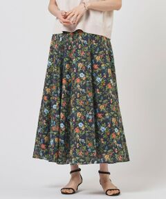 L size ONWARD(大きいサイズ) / エルサイズオンワード ミニ・ひざ丈スカート | スパンボタニカル プリント ロング フレア スカート