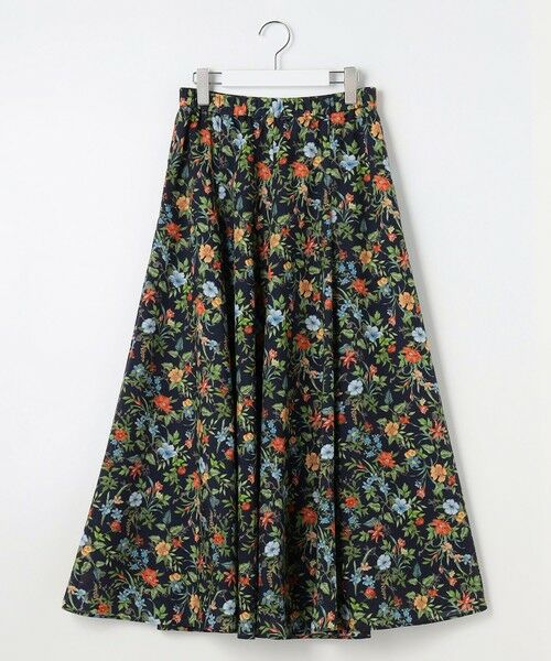 L size ONWARD(大きいサイズ) / エルサイズオンワード ミニ・ひざ丈スカート | スパンボタニカル プリント ロング フレア スカート | 詳細6