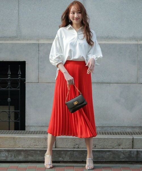 L size ONWARD(大きいサイズ) / エルサイズオンワード ミニ・ひざ丈スカート | エアリープリーツ スカート | 詳細3