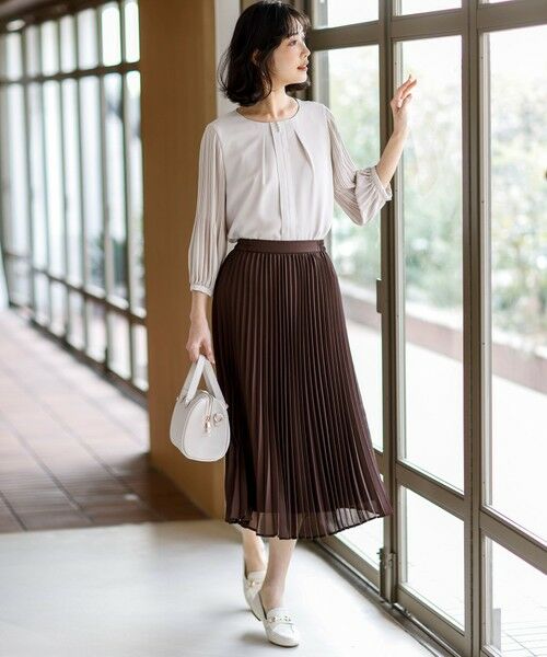 L size ONWARD(大きいサイズ) / エルサイズオンワード ミニ・ひざ丈スカート | エアリープリーツ スカート | 詳細7