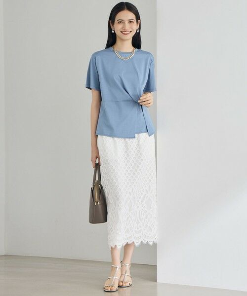 L size ONWARD(大きいサイズ) / エルサイズオンワード ミニ・ひざ丈スカート | 【SHIHOさん着用・こだわり素材】パネルレース スカート | 詳細2