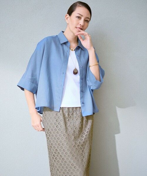 L size ONWARD(大きいサイズ) / エルサイズオンワード ミニ・ひざ丈スカート | 【SHIHOさん着用・こだわり素材】パネルレース スカート | 詳細5