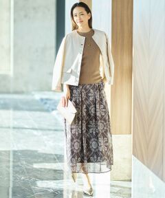 L size ONWARD(大きいサイズ) / エルサイズオンワード ミニ・ひざ丈スカート | 【カタログ掲載】ロータスタイルプリント スカート