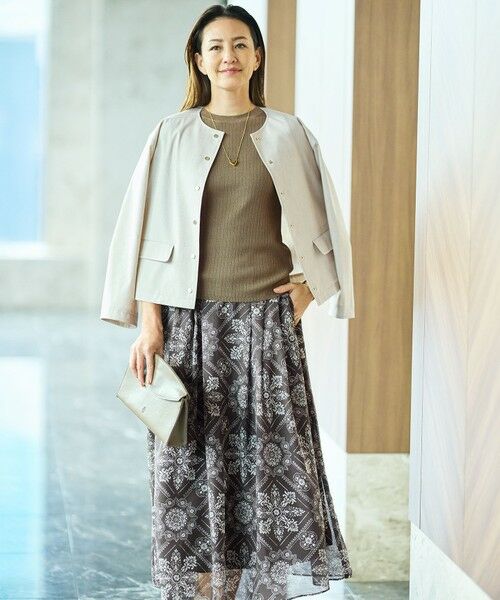 L size ONWARD(大きいサイズ) / エルサイズオンワード ミニ・ひざ丈スカート | 【カタログ掲載】ロータスタイルプリント スカート | 詳細3