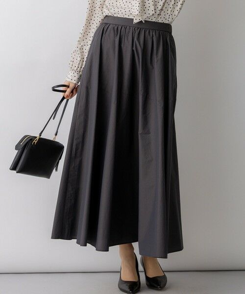 L size ONWARD(大きいサイズ) / エルサイズオンワード ミニ・ひざ丈スカート | 【一部予約】ナイロンコットンタフタ フレアスカート（ダークブラウン系）