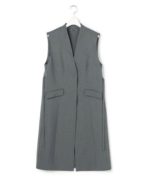 L size ONWARD(大きいサイズ) / エルサイズオンワード ベスト | 【WEB＆一部店舗限定】 SerikaWorsted ノーカラーロングジレ（ミディアムグレー）