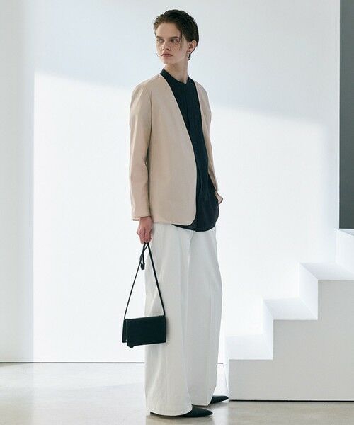 L size ONWARD(大きいサイズ) / エルサイズオンワード シャツ・ブラウス | リネンスラブローン バンドカラーデザインシャツ | 詳細5