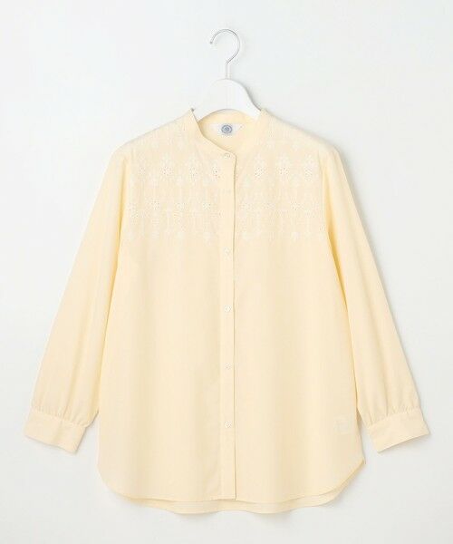 L size ONWARD(大きいサイズ) / エルサイズオンワード シャツ・ブラウス | 【一枚で着映え】ストライプ×エンブロイダリー バンドカラー ブラウス | 詳細5