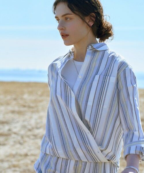 L size ONWARD(大きいサイズ) / エルサイズオンワード シャツ・ブラウス | リネンMIX ストライプ シャツ ブラウス | 詳細11